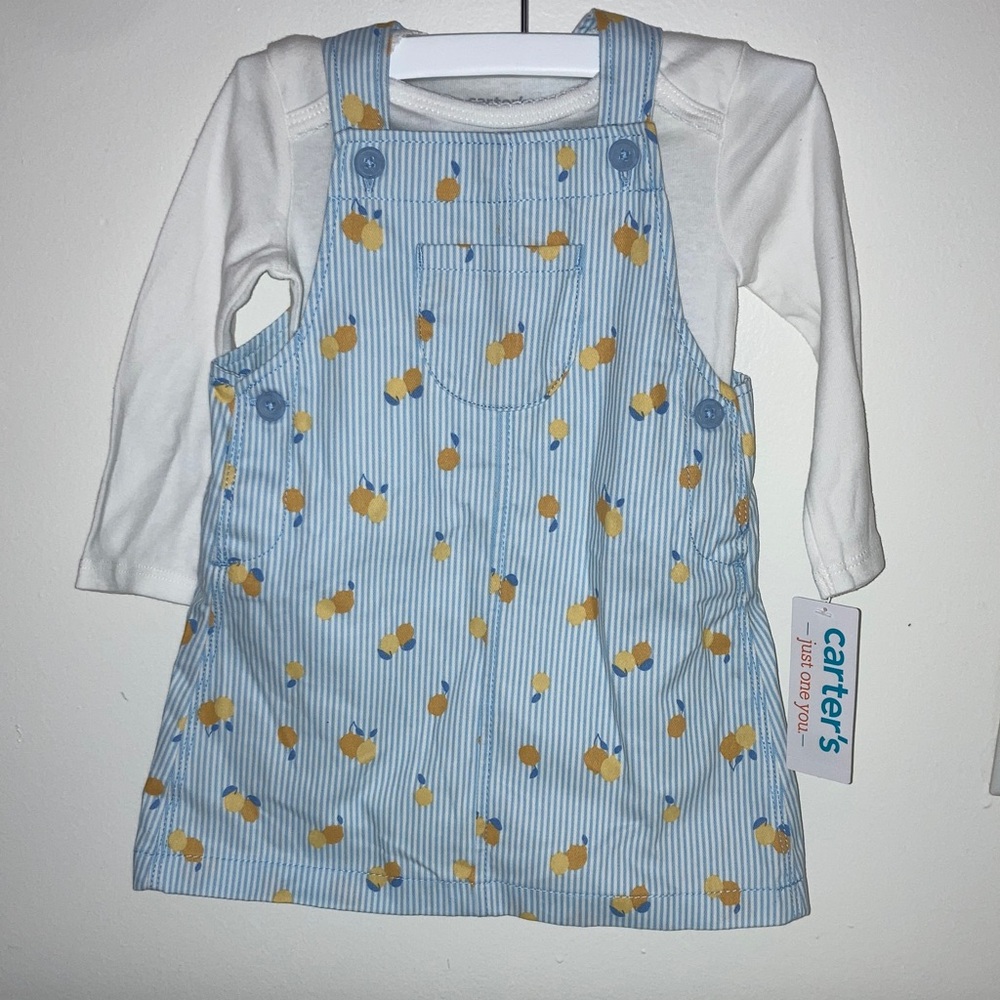 #4. 🆕 NWT - Carter's Lemon Print Pinafore with White Top